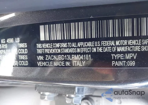 2020 Jeep Renegade Limited 4X4 z USA, uszkodzony, nr VIN ZACNJBD13LPM04181